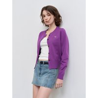 Essential Crew Neck Standard Fit Cardigan [PURPLE] WBDL