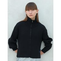 Valley Rib Balloon Sleeve Cardigan [Black]