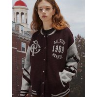 -WAY Varsity Snap Wool-blend Cardigan [Burgundy]