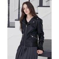Hooded Zip-up Eco Leather Biker Jacket KSJK Hooded Zip-up Eco Leather Biker Jacket KSJK