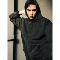 Fleece-Lined Pigment-Dyed Hooded Sweatshirt [Black]