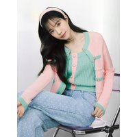 Patch Pocket Contrast Trim Cropped Cardigan GPACDJ