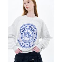 University Logo Crew Neck Cotton Blend Sweatshirt [Blue]