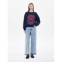 University Logo Crew Neck Cotton Blend Sweatshirt [Blue]