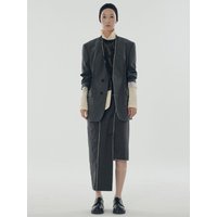 Folded Raw Edge Slim Fit Jacket [Grey] RQJASGYX
