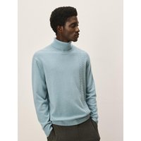 Cable Block Turtleneck Cashmere Pullover [Blue Grey] MMPUBY