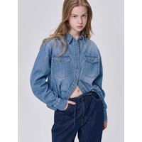 Classic Regular Fit Cotton-Poly Denim Shirt [Medium Indigo]
