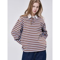 Stripe Collar Cotton Jersey shirt [BROWN]