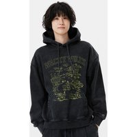 Western Stone-washed Heavy Terry Hoodie [Charcoal]