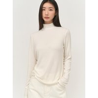 Snug Turtleneck Long Sleeve Lyocell Wool Top [WHITE]