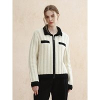 Wool Vintage-Style Zip-up Knit Cardigan Wool Vintage-Style Zip-up Knit Cardigan