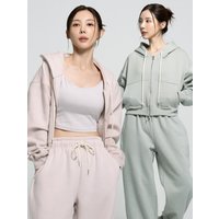 Soft Fleece-Lined Cropped Zip-up Hoodie Soft Fleece-Lined Cropped Zip-up Hoodie