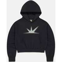 Cropped Lightweight Cotton-Polyester Hoodie [Black]
