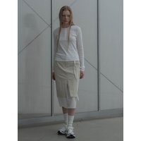 Ribbed Cotton Blend Henley Neck Shirt [WHITE]