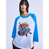 Raglan Cotton Twisted Yarn shirt [Blue]