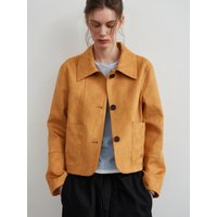 Button Crop Tailored Suede Blazer Button Crop Tailored Suede Blazer