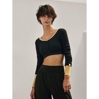 Crop Long Sleeve Athletic Yoga Top [Black] DEVI-T