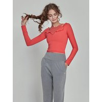 Bloom Slit Long Sleeve V-neck Yoga Top [Pink Red] DEVI-T