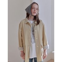 Vintage French Hip Length Blazer [Yellow Beige]