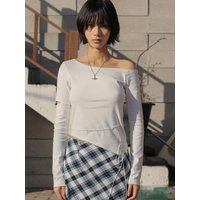 Strap One-Shoulder Long Sleeve Shirt [Ivory]