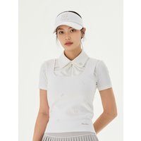 Square Neck Pearl Ribbon Vest [WHITE]