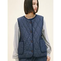 Quilted Like Denim Vest [Navy] SNV