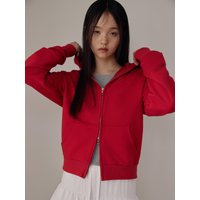 Two-way Symbol Hood Zip-Up Hoodie [Red]