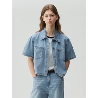 Denim Crop Short-sleeve Shirt Denim Crop Short-sleeve Shirt