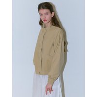 COTTON BOMBER JUMPER JACKET [BEIGE]