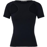 Cut Out Half Sleeve Shirt [Black]