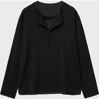 Layered Henley Neck Long Sleeve shirt Black Navy Layered Henley Neck Long Sleeve shirt Black Navy