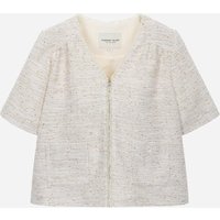 Tweed Short-Sleeve Zip-Up Blazer TMJKW Tweed Short-Sleeve Zip-Up Blazer TMJKW