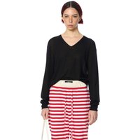 CASHMERE V-NECK SLIM KNIT JUMPER [BLACK]