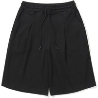 One-Tuck Wide Sweat Shorts [BLACK]