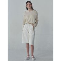 ONE BUTTON KNIT HOODIE [NATURAL]