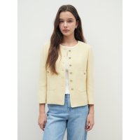 Patch Pocket Round Neck Crop Blazer GRPJK Patch Pocket Round Neck Crop Blazer GRPJK