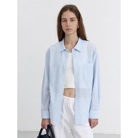 UNISEX CLASSIC EMBO STRIPE OVERSHIRT SHIRT [BLUE] UDSHBB