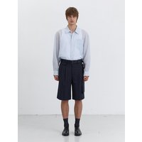 BELTED MULTIPOCKET BERMUDA STRIPE SHORTS [NAVY] UDPABN