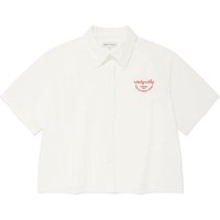 Logo Embroidered Cotton Short-Sleeve Shirt [White]
