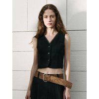 ORGANZA FRILL VEST TANK [BLACK]