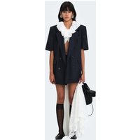DOUBLE BREASTED HALF-SLEEVED BLAZER [DEEP CHARCOAL]