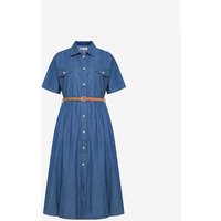 Denim Shirt-Style Short Sleeve Belt Set Dress VKOKD Denim Shirt-Style Short Sleeve Belt Set Dress VKOKD