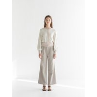Bijou Pintuck Wide Trousers [Light Beige]