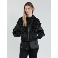 Ruffle Point Feminine Hood Jumper Casual Jacket [Black] AWMM