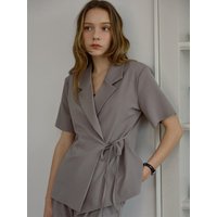 Tailored Wrap Blazer [Gray]