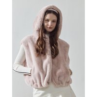 Faux Fur Hooded Vest Golf [Pink] LDFEFPK