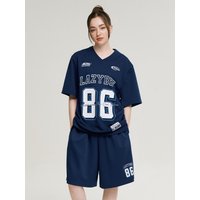 Jersey Overfit W Short-Sleeve Bermuda Shorts Activewear Top [Navy]