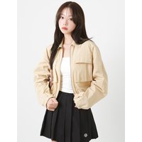 Logo Two-Pocket Elastic Band Crop Blazer [ colors]