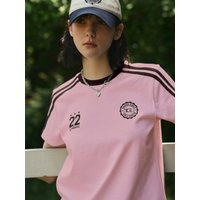 Soccer Football Double Tape Short Sleeve Shirt [WHITE GREENWHITE BLACKPINKLIGHT PINKLIGHT BLUEBLACK WHITE]
