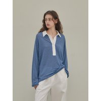 Linen Stripe Rugby shirt [blue]
